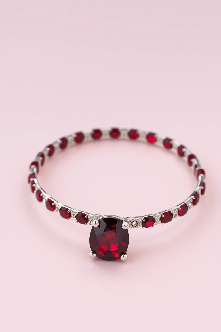 Sterling Silver Garnet Bracelet