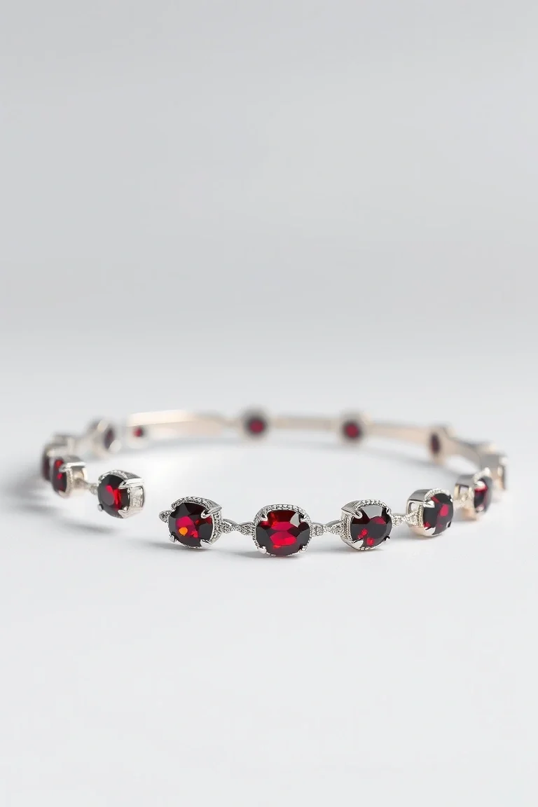 Sterling Silver Garnet Bracelet