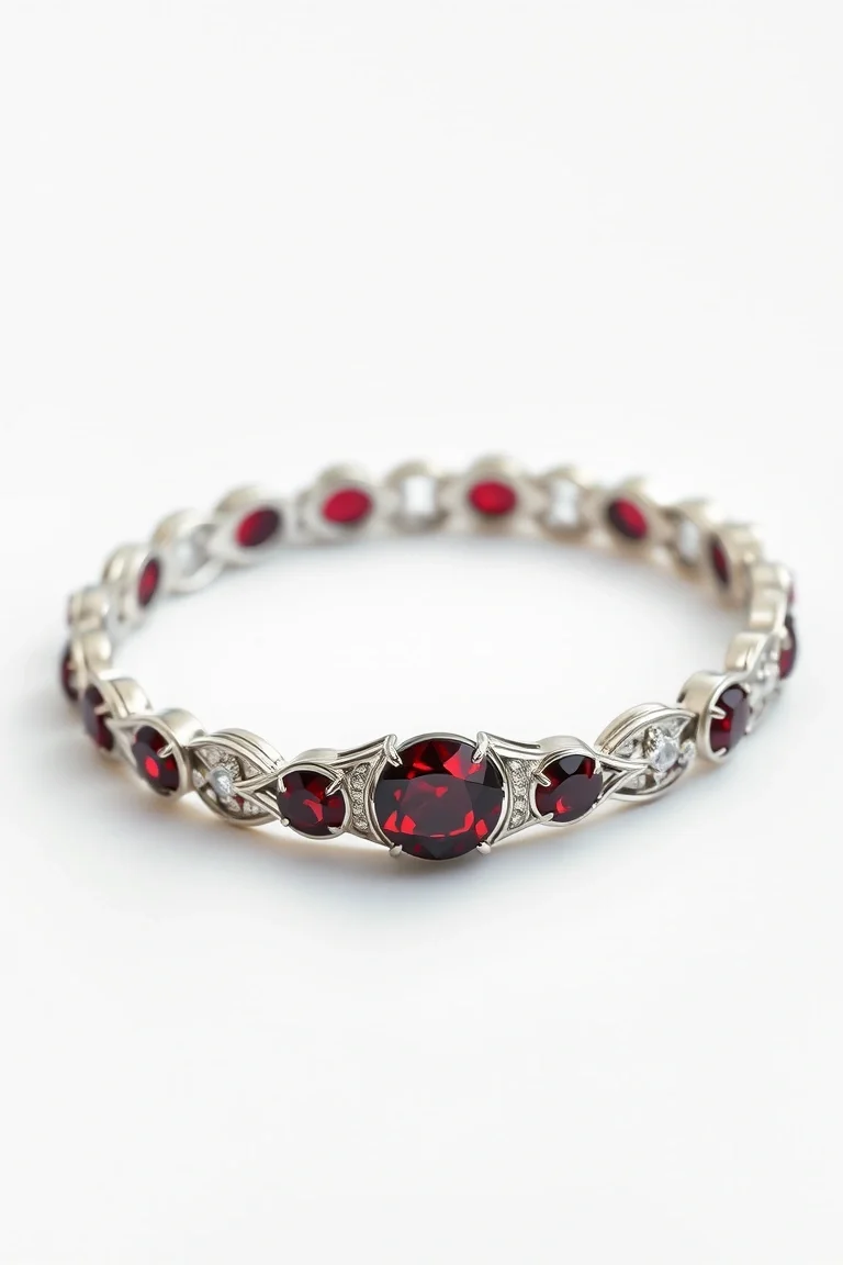 Sterling Silver Garnet Bracelet