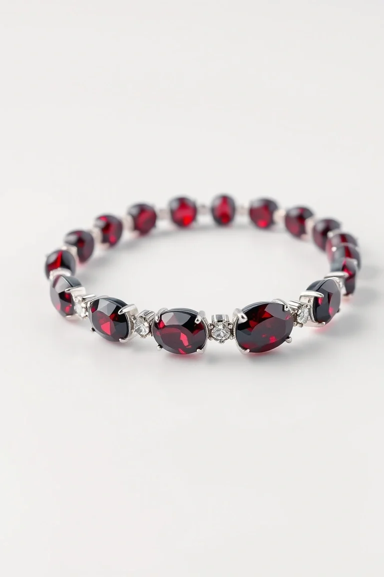Sterling Silver Garnet Bracelet