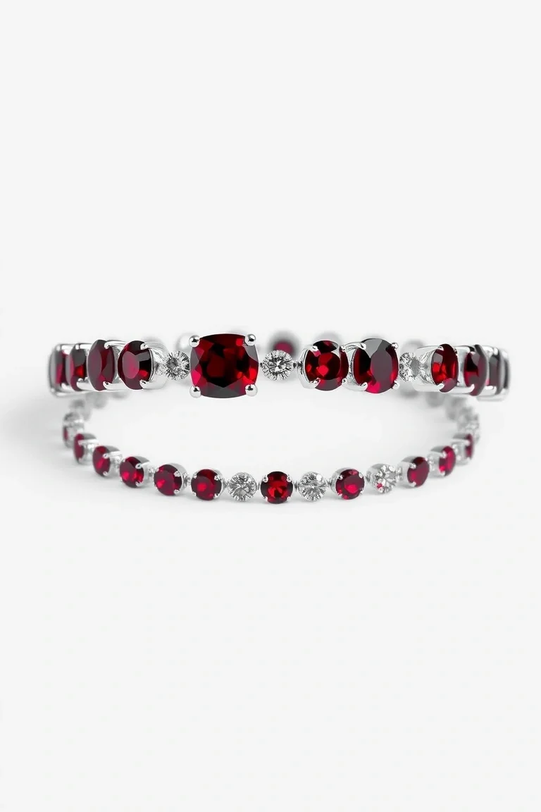 Sterling Silver Garnet Bracelet