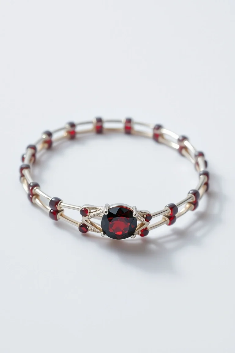 Sterling Silver Garnet Bracelet