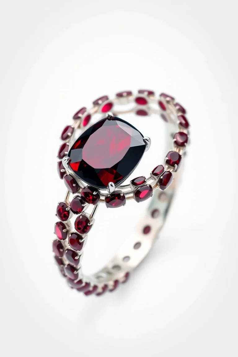 Sterling Silver Garnet Bracelet