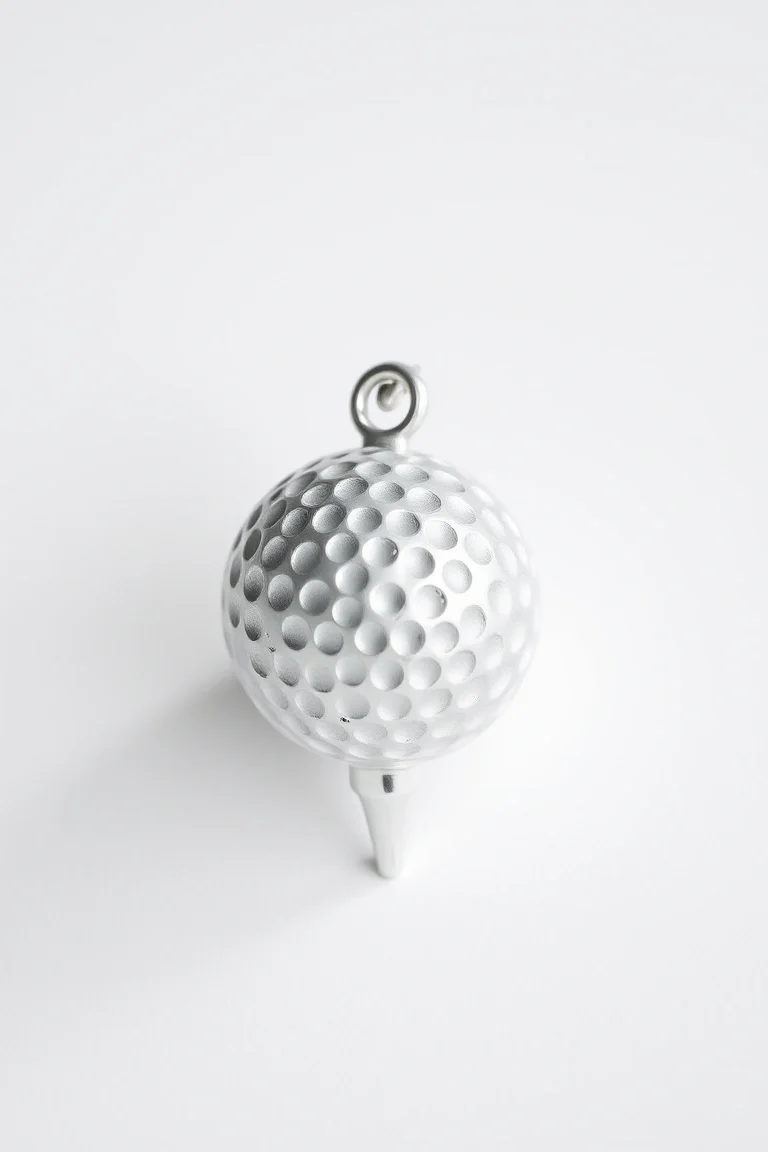 Sterling Silver Golf Ball And Tee