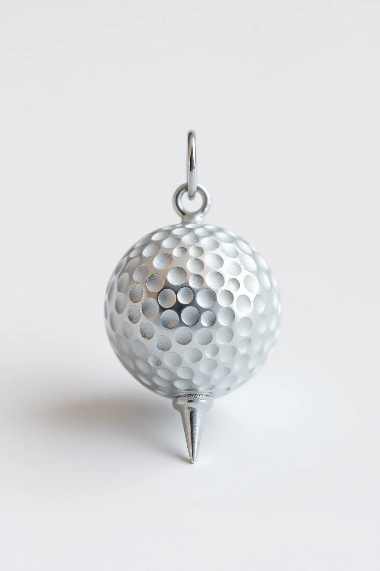 Sterling Silver Golf Ball And Tee