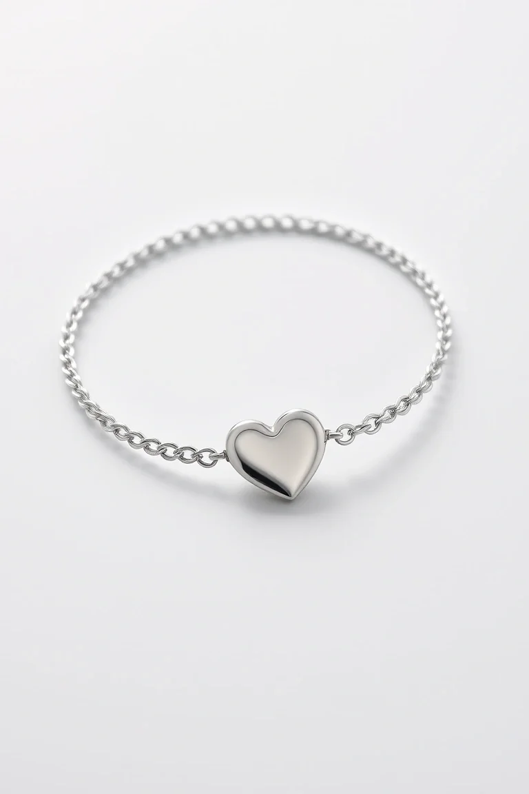 Sterling Silver Heart Bracelet 7 In.
