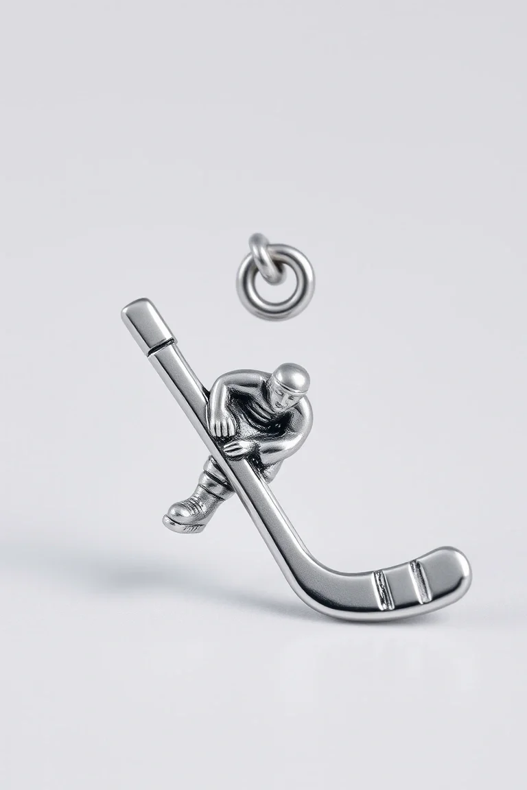 Sterling Silver Hockey Antiqued