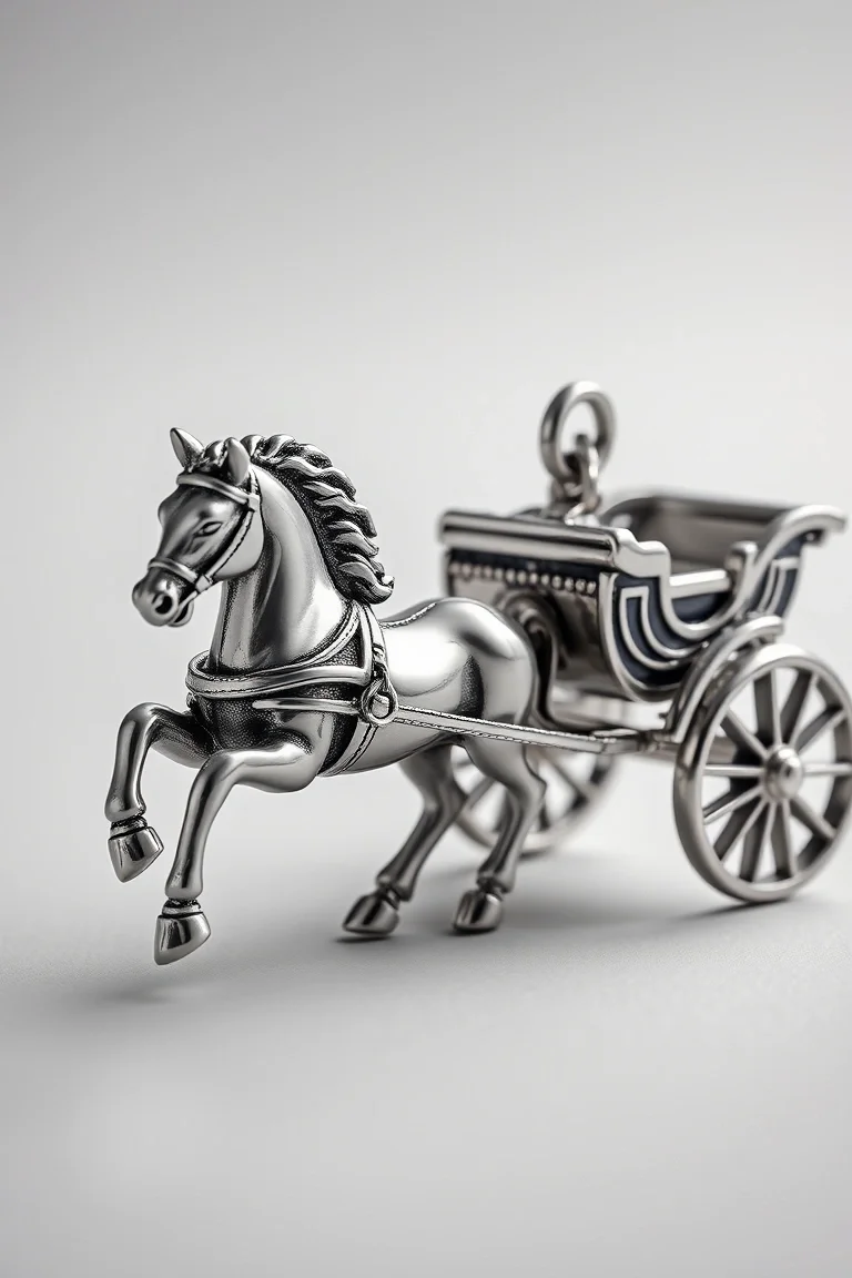 Sterling Silver Horse And Carraige