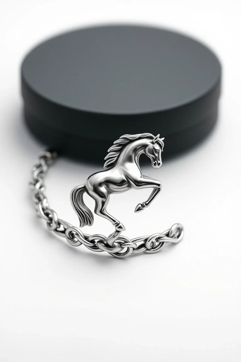 Sterling Silver Horse Bracelet 7 In.