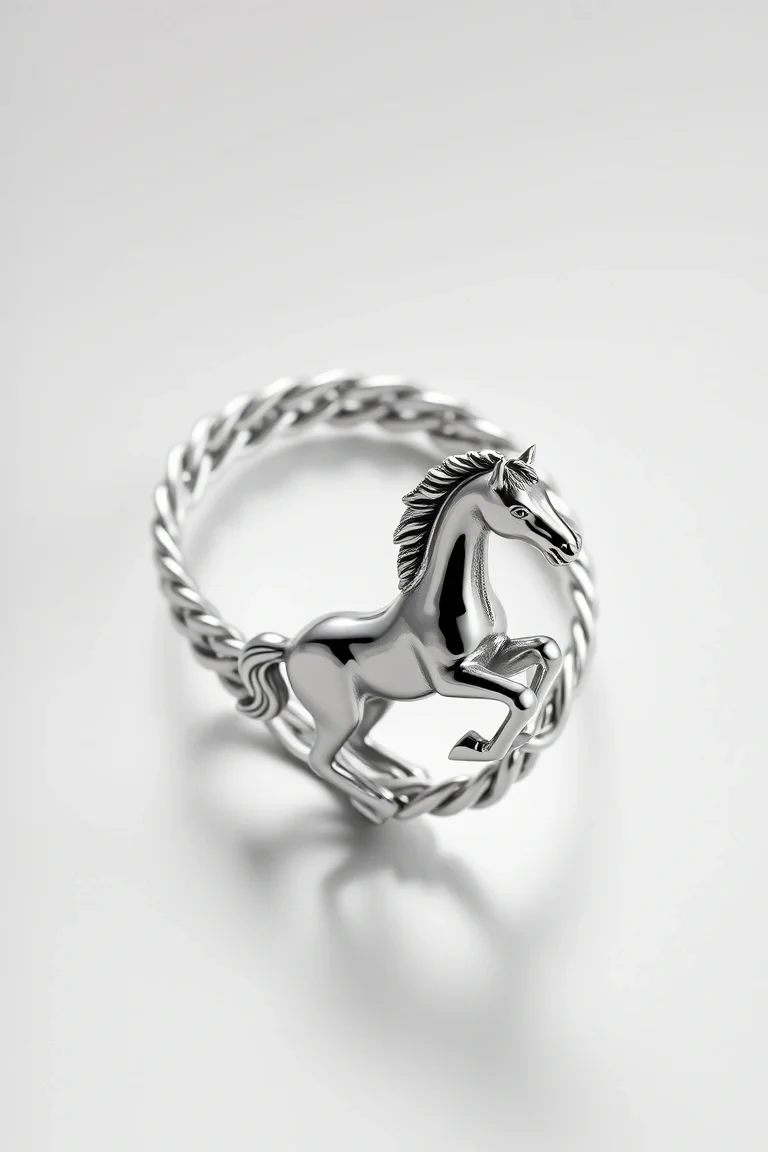 Sterling Silver Horse Bracelet 7 In.