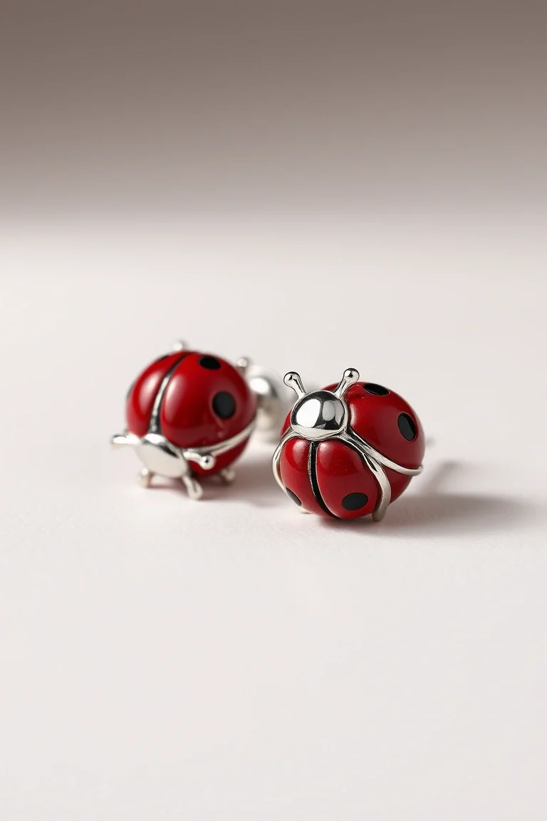 Sterling Silver Ladybug Earrings