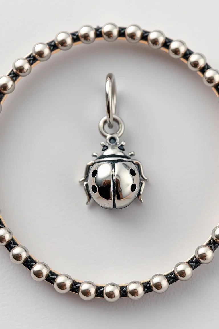 Sterling Silver Ladybug In Circle