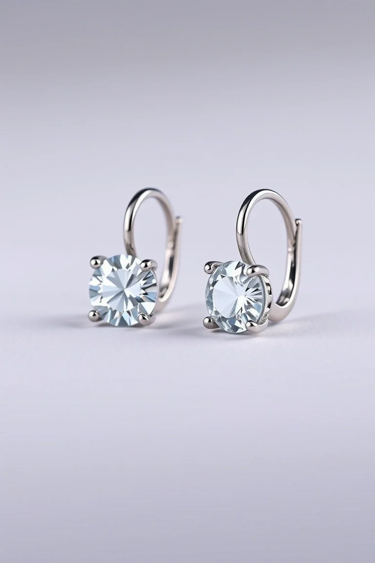 Sterling Silver Leverback Cubic Zirconia Earrings