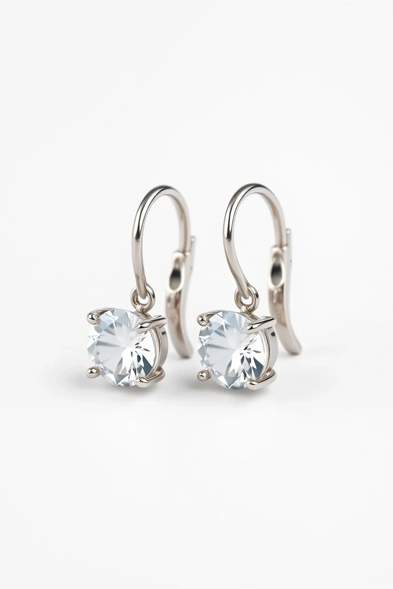 Sterling Silver Leverback Cubic Zirconia Earrings