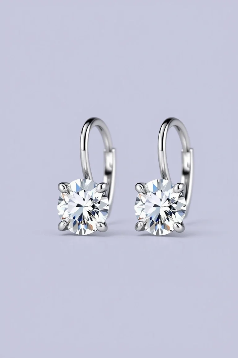 Sterling Silver Leverback Cubic Zirconia Earrings
