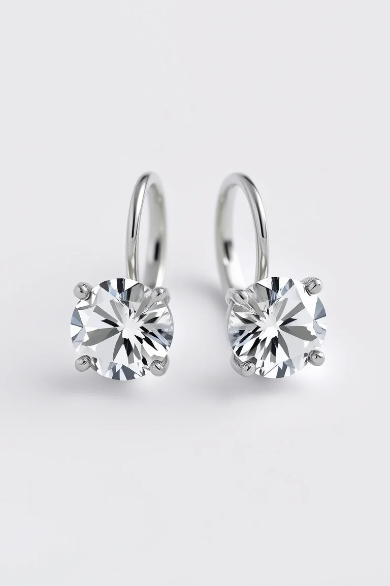 Sterling Silver Leverback Cubic Zirconia Earrings