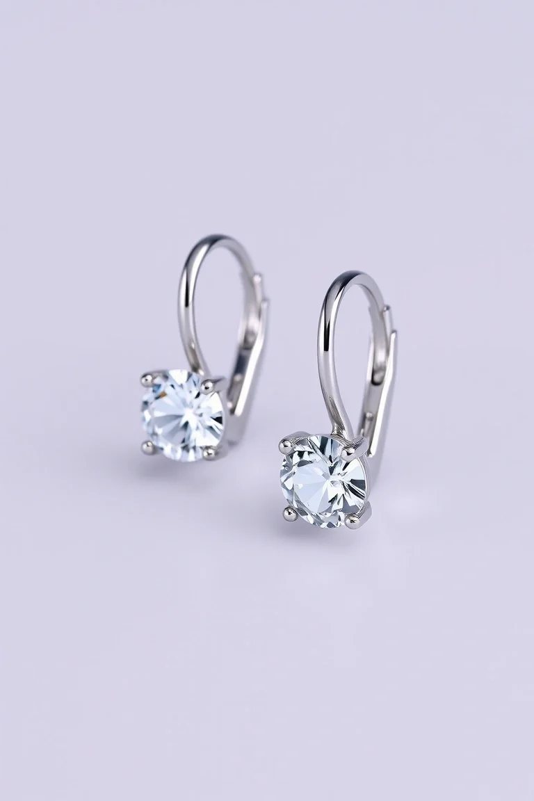 Sterling Silver Leverback Cubic Zirconia Earrings