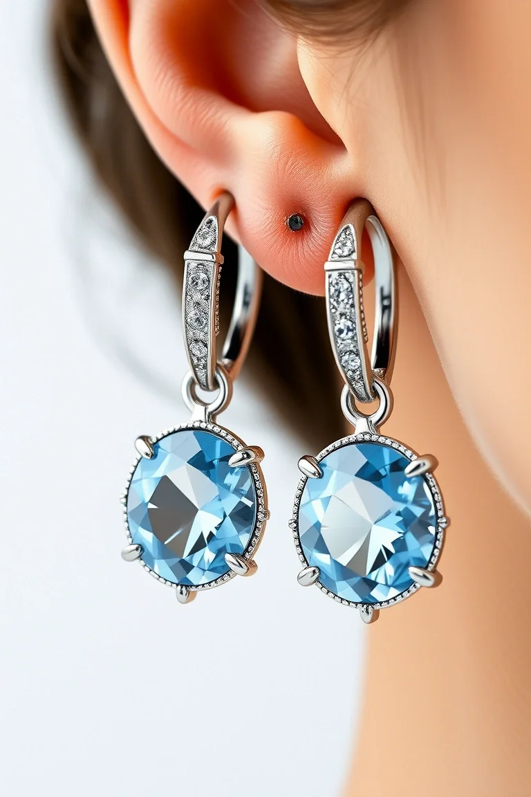 Sterling Silver Leverback Stone Earrings