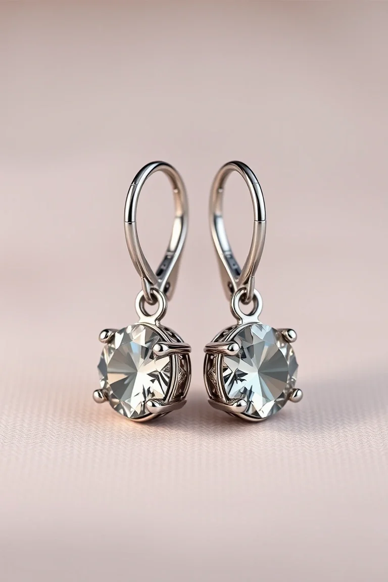 Sterling Silver Leverback Stone Earrings