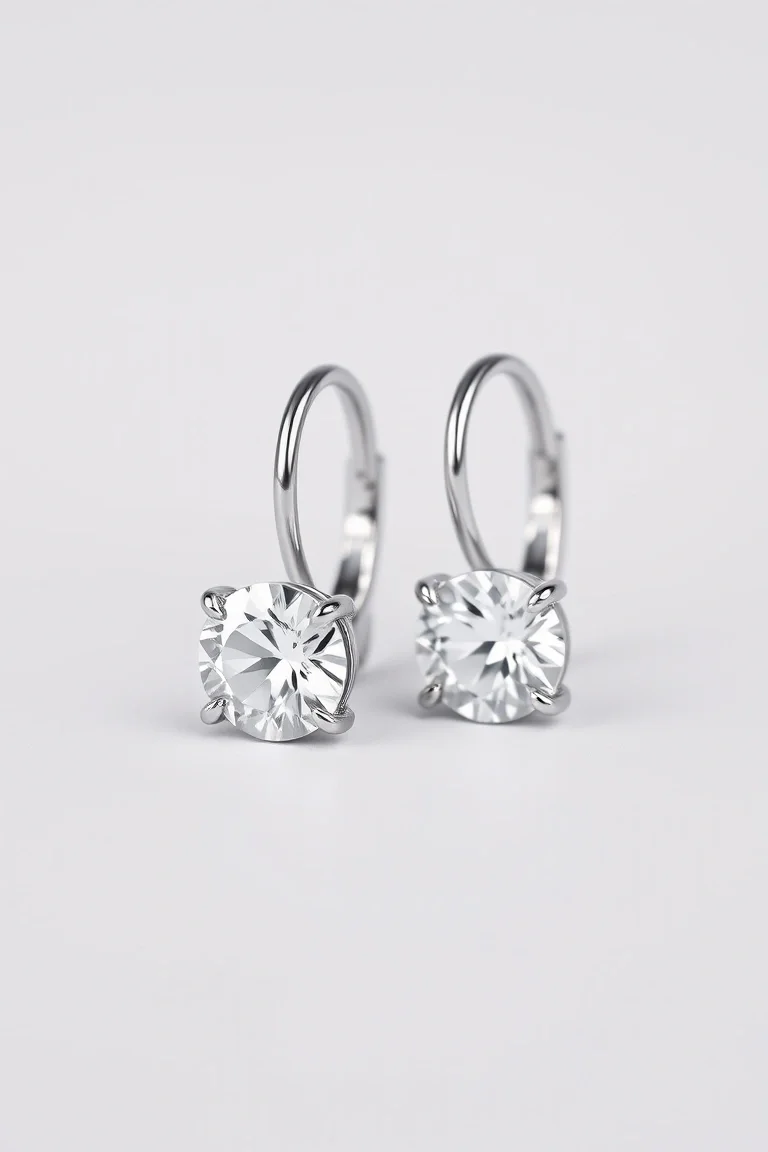 Sterling Silver Leverback Stone Earrings