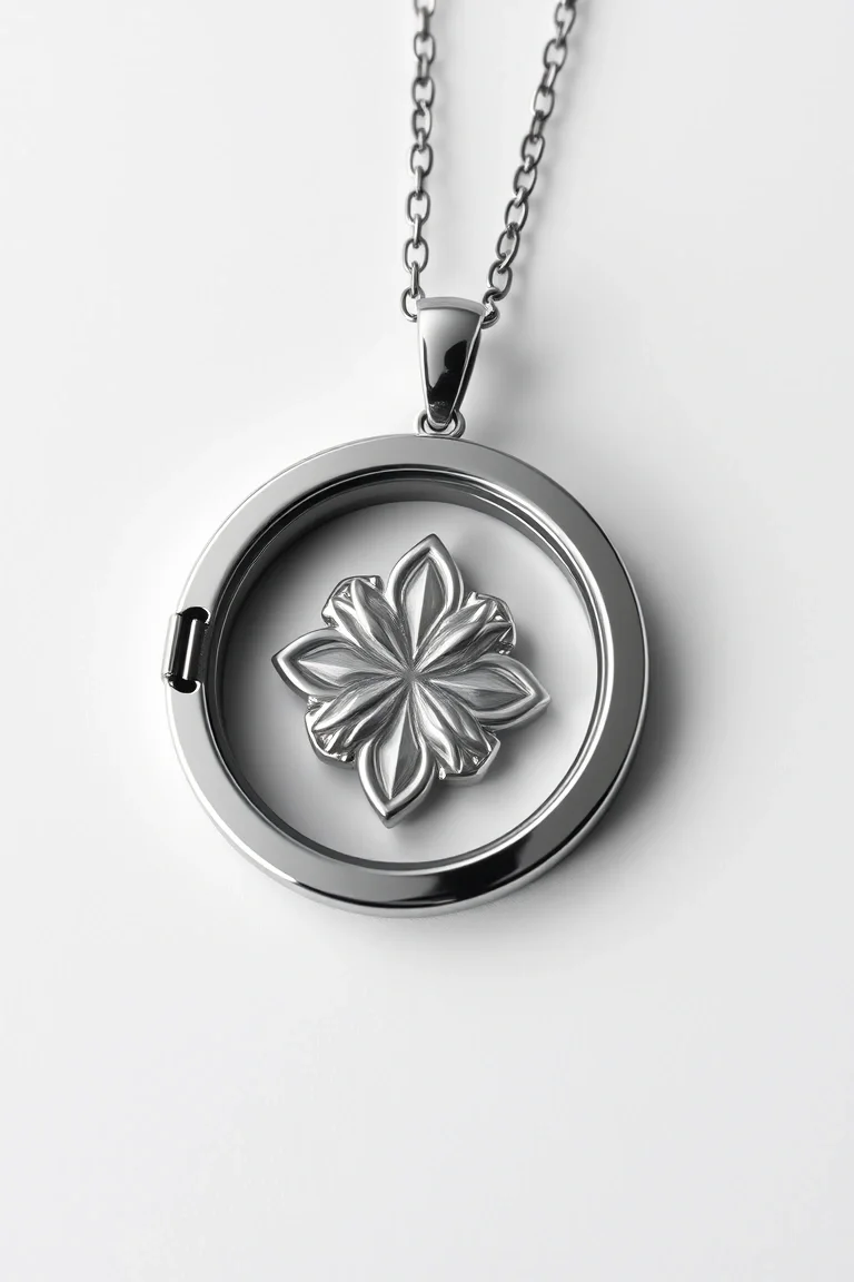 Sterling Silver Locket On Necklace 24 In.