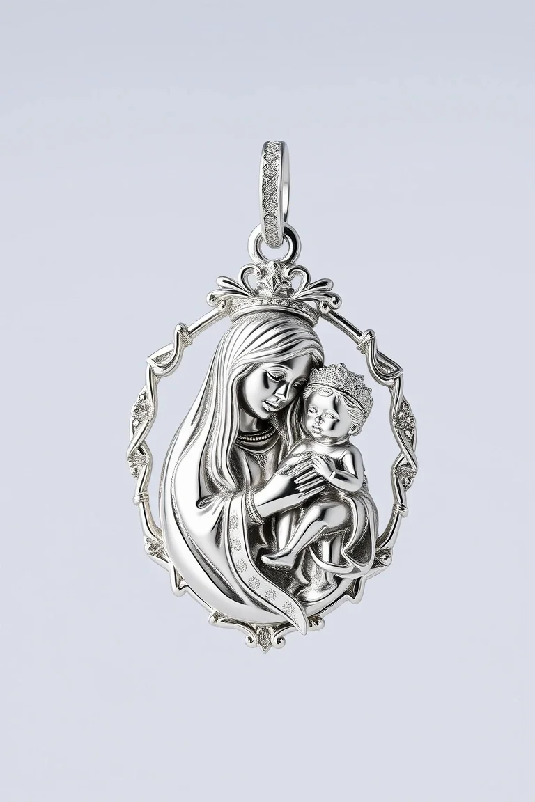 Sterling Silver Madonna And Child
