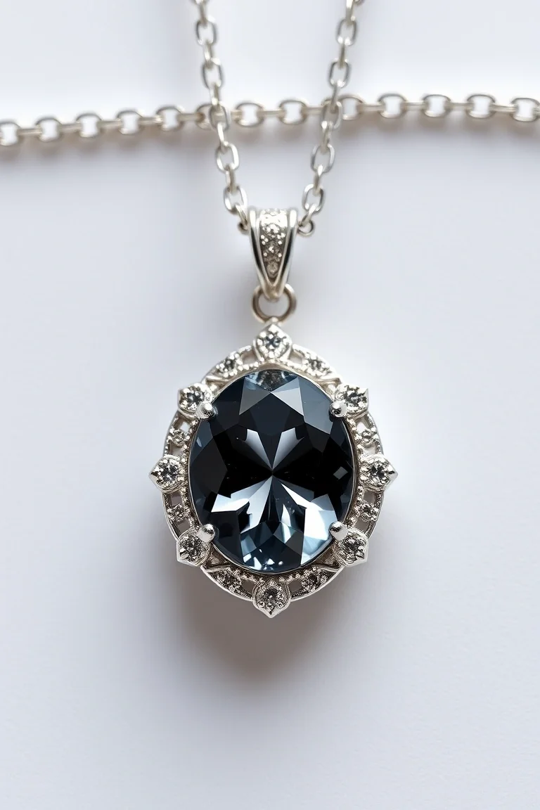 Sterling Silver Marcasite Pendant On Chain 24 In.