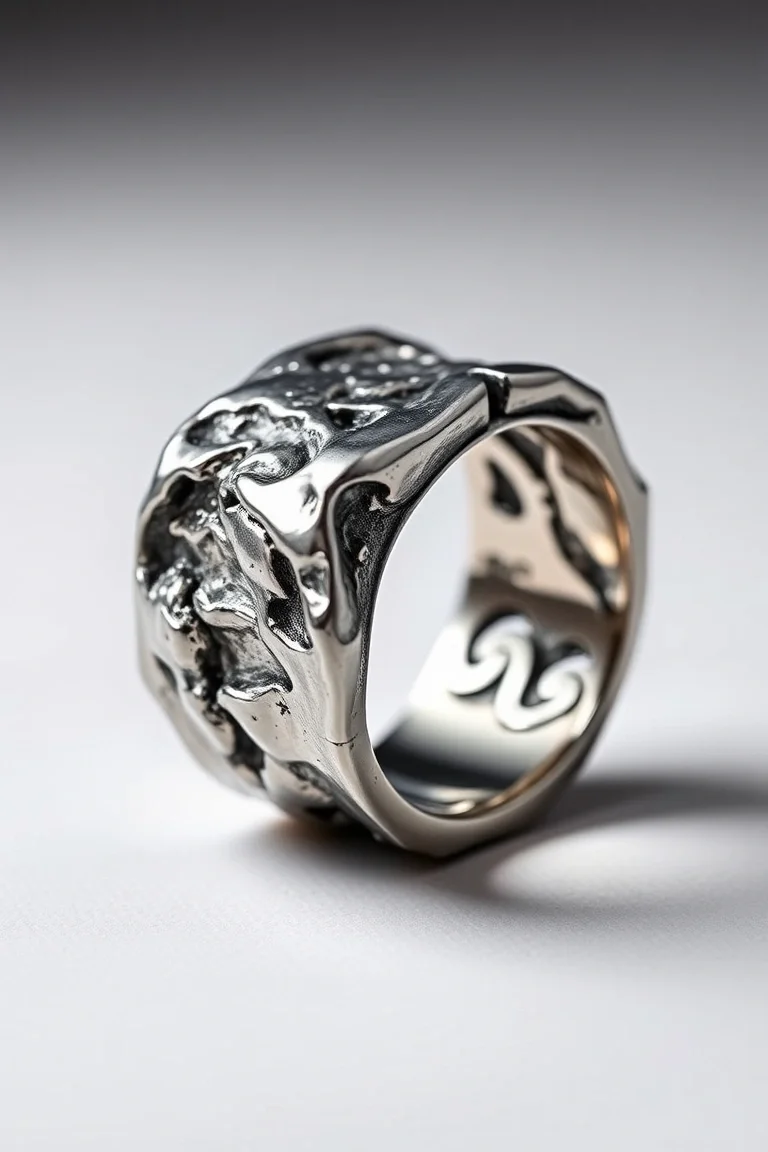 Sterling Silver Men's Nugget Ring/Size 10