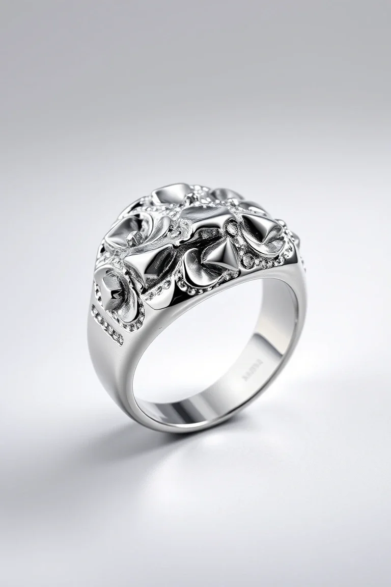 Sterling Silver Men's Nugget Ring/Size 12