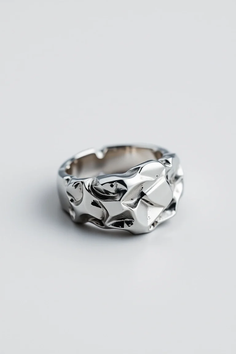 Sterling Silver Men's Nugget Ring/Size 9