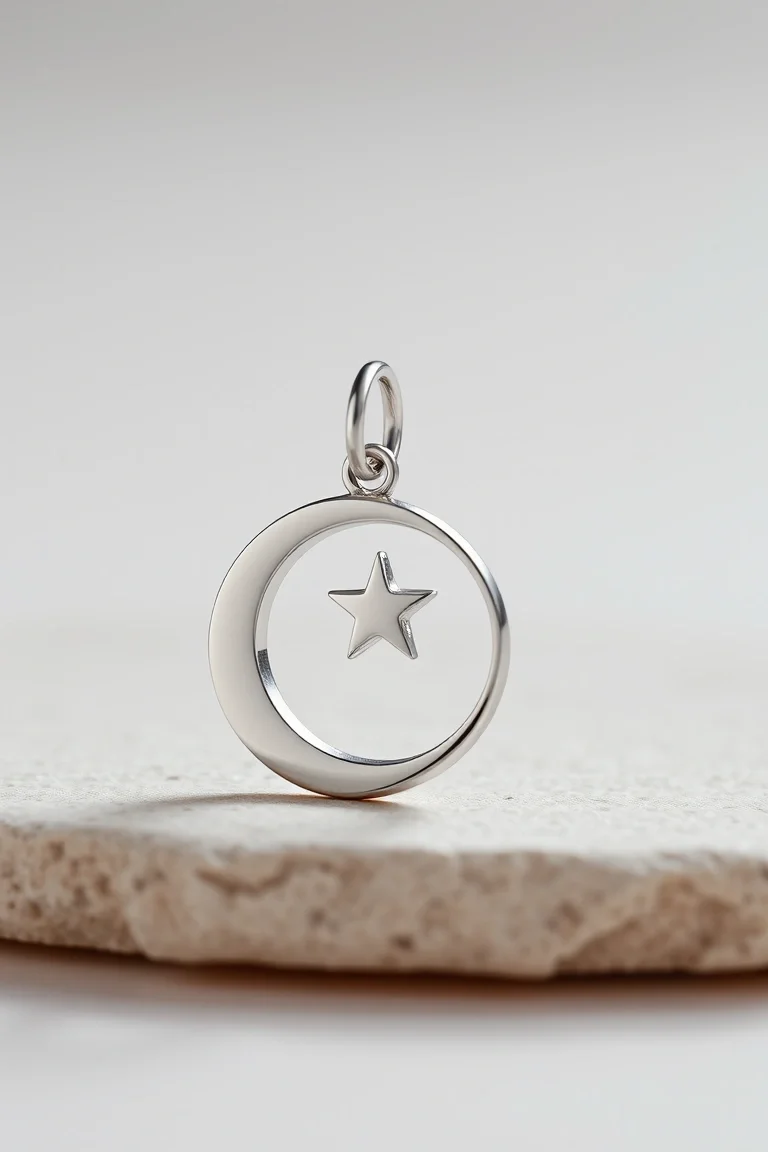 Sterling Silver Moon And Star