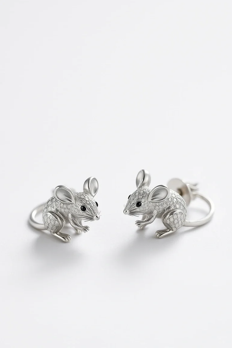 Sterling Silver Mouse Earrings