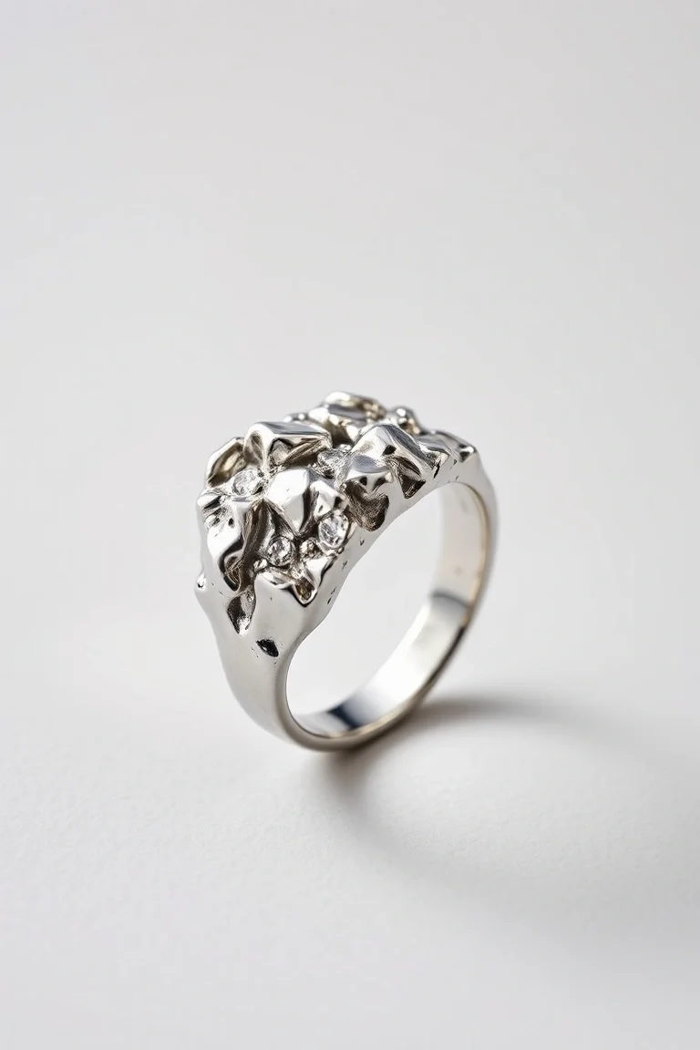 Sterling Silver Nugget Ring/Size 10