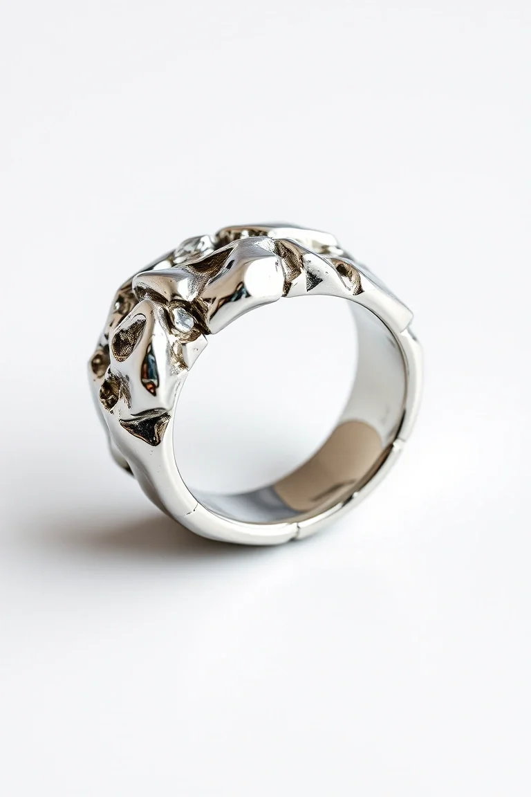 Sterling Silver Nugget Ring/Size 9