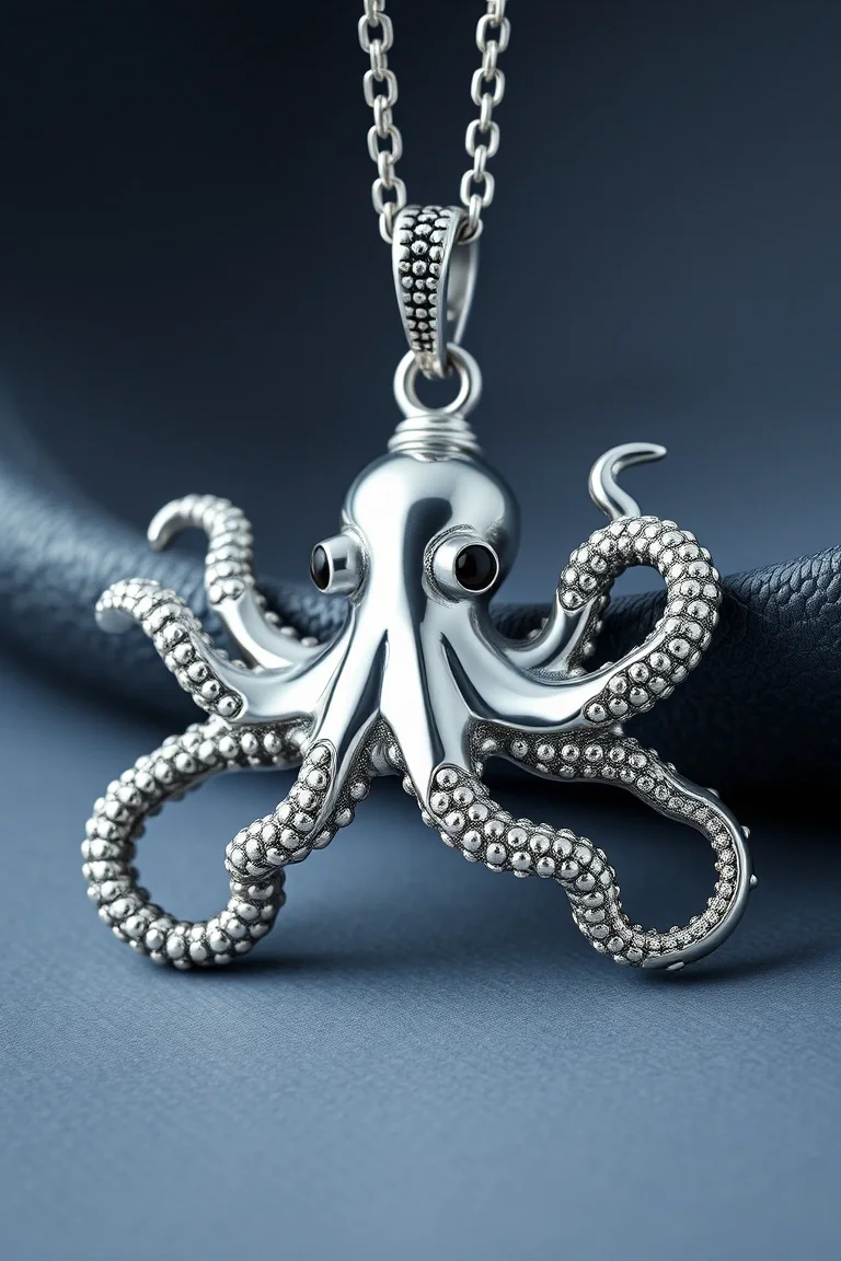 Sterling Silver Octopus With Onyx