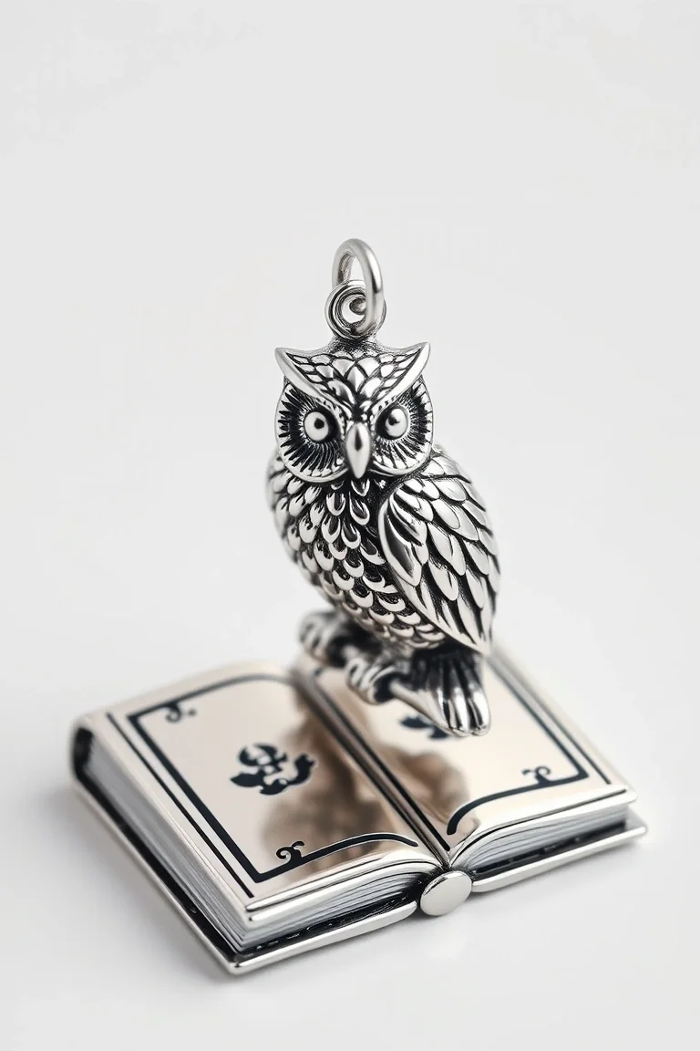 Sterling Silver Owl On Book Charmhold