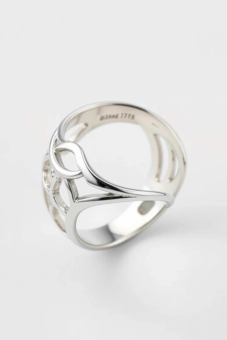 Sterling Silver Polished Hollow Ring/Size 8