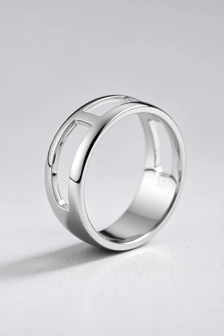 Sterling Silver Polished ish Hollow Ring