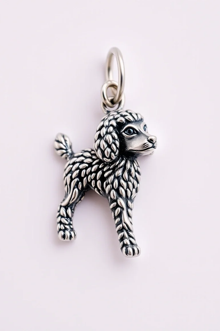 Sterling Silver Poodle Antiqued