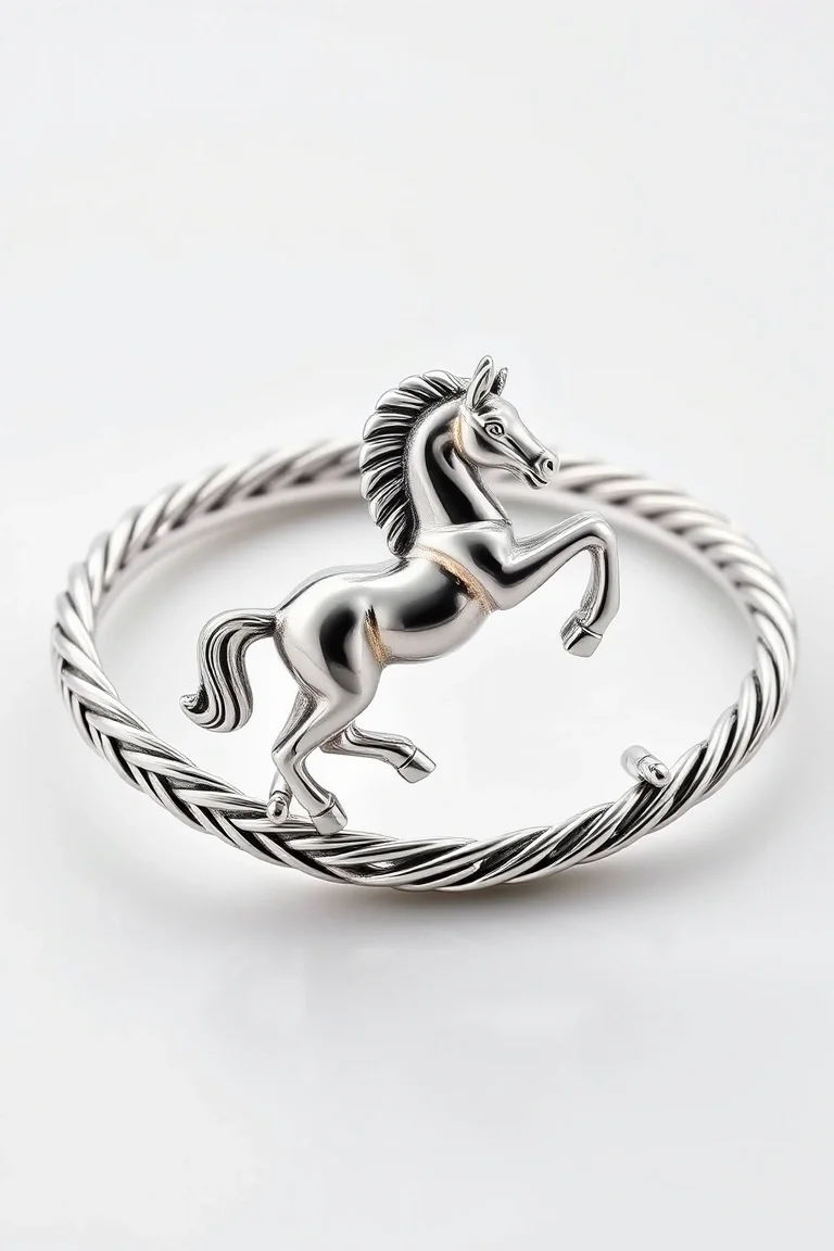 Sterling Silver Rocking Horse Bracelet 7 In.