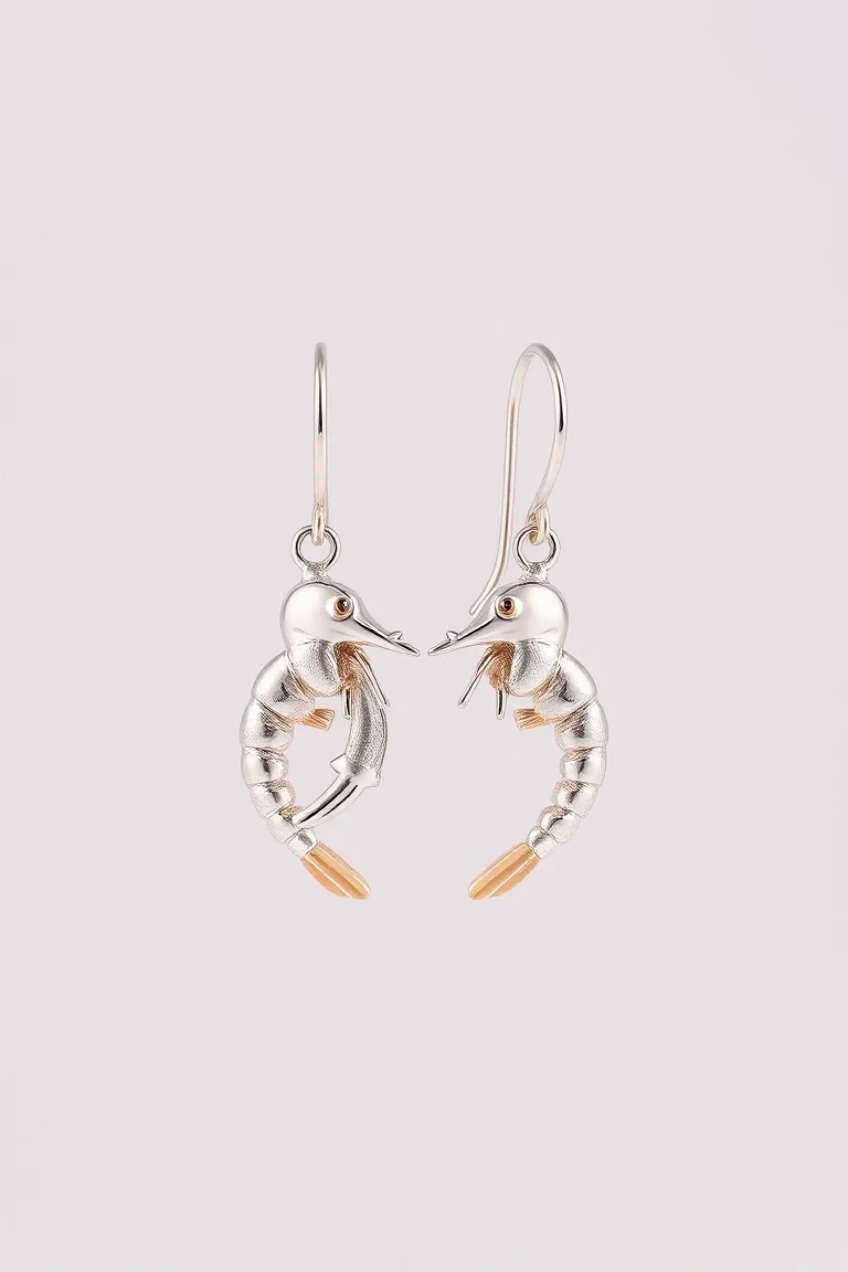 Sterling Silver Shrimp Earrings