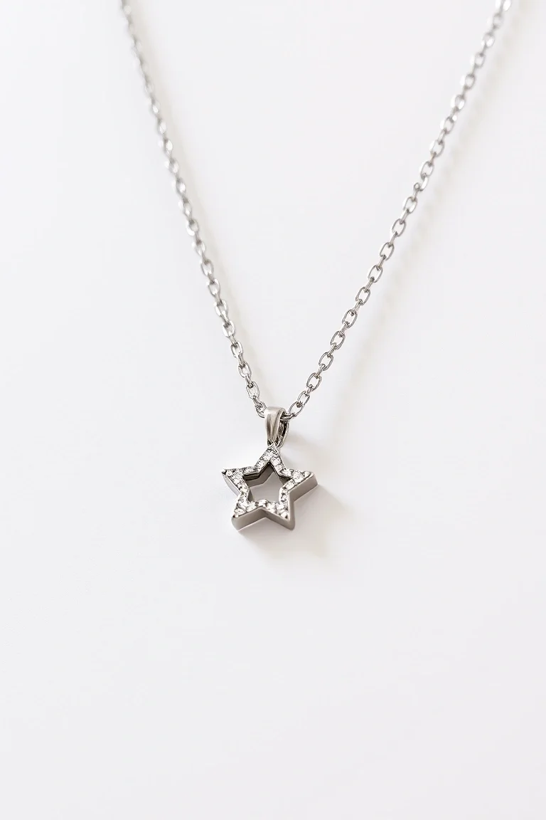 Sterling Silver Small Star Necklace with Cubic Zirconia