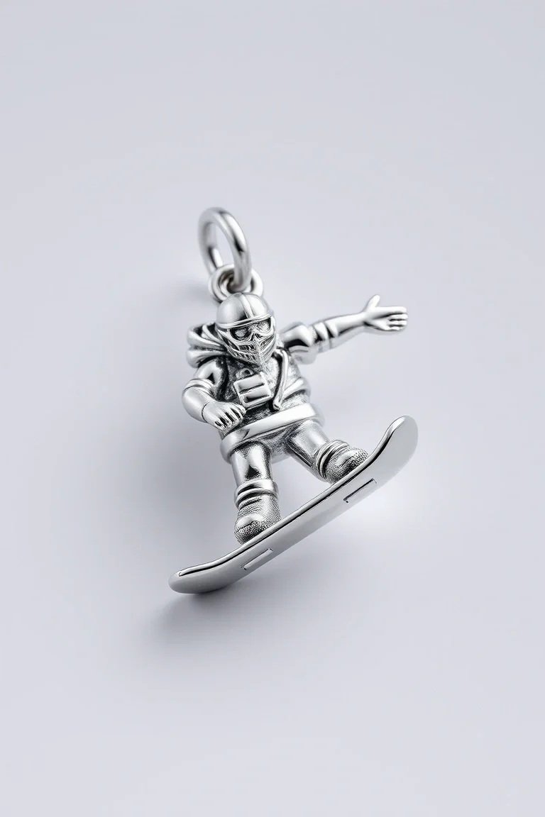 Sterling Silver Snowboarding Polished