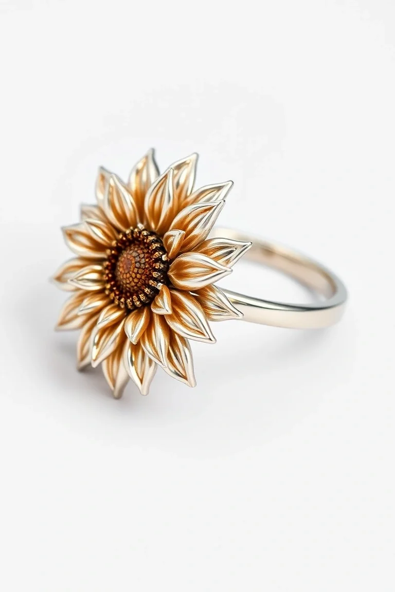 Sterling Silver Sunflower Ring