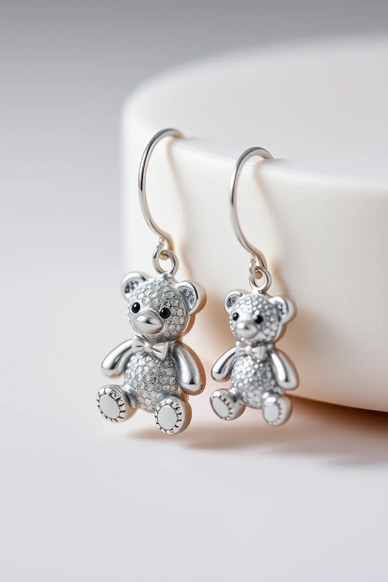 Sterling Silver Teddybear Earrings