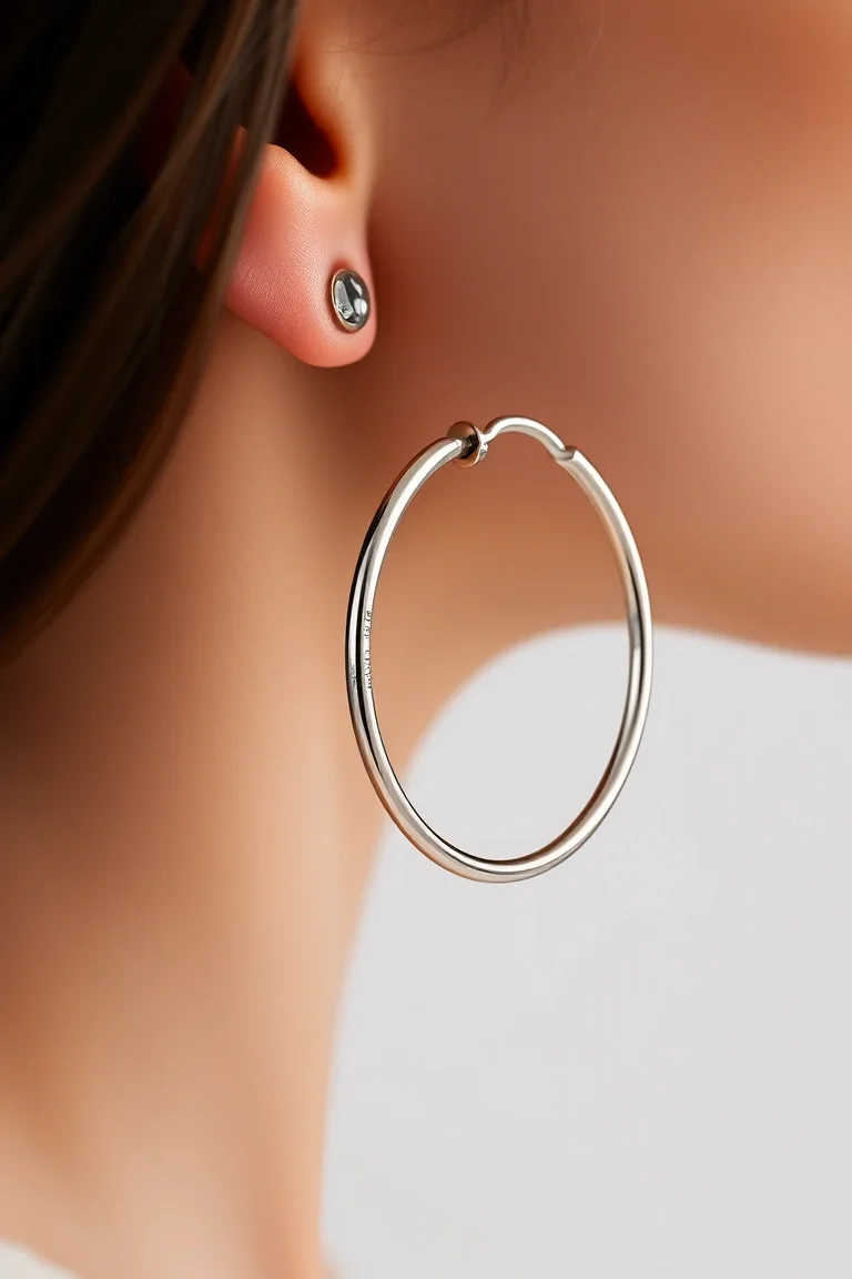 Sterling Silver Tube Hoop