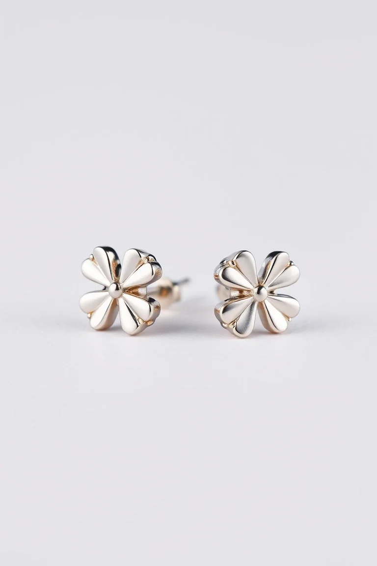 Sterling Silver/Vermiel Four Leaf Clover Earrings