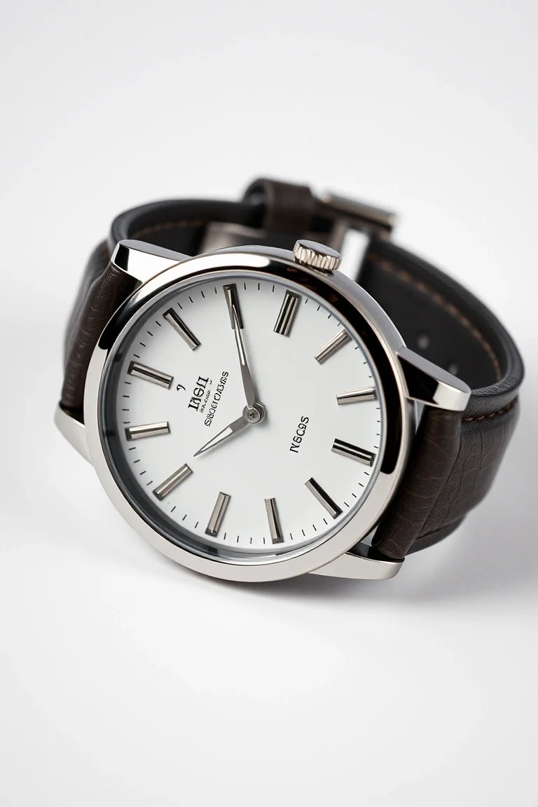 Unisex, Shiny Solid Stainless Steel, Leather Band